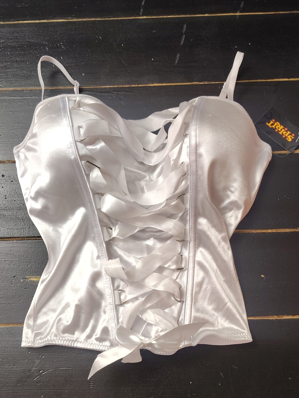 Spirit White Satin Lace-Up Corset Camisole